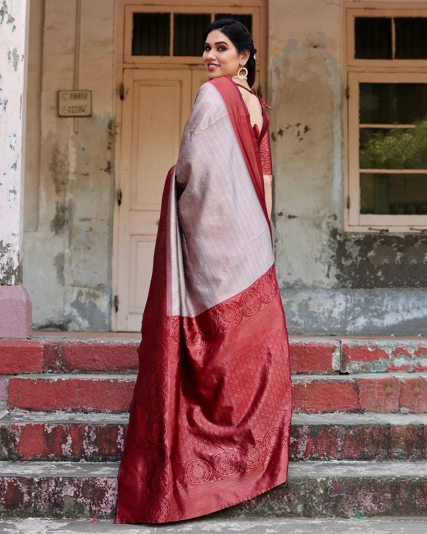 Pure Silk Saree Weaved With Zari Comes With Heavy Banarasi Brocade Blouse - Almaari Fashion