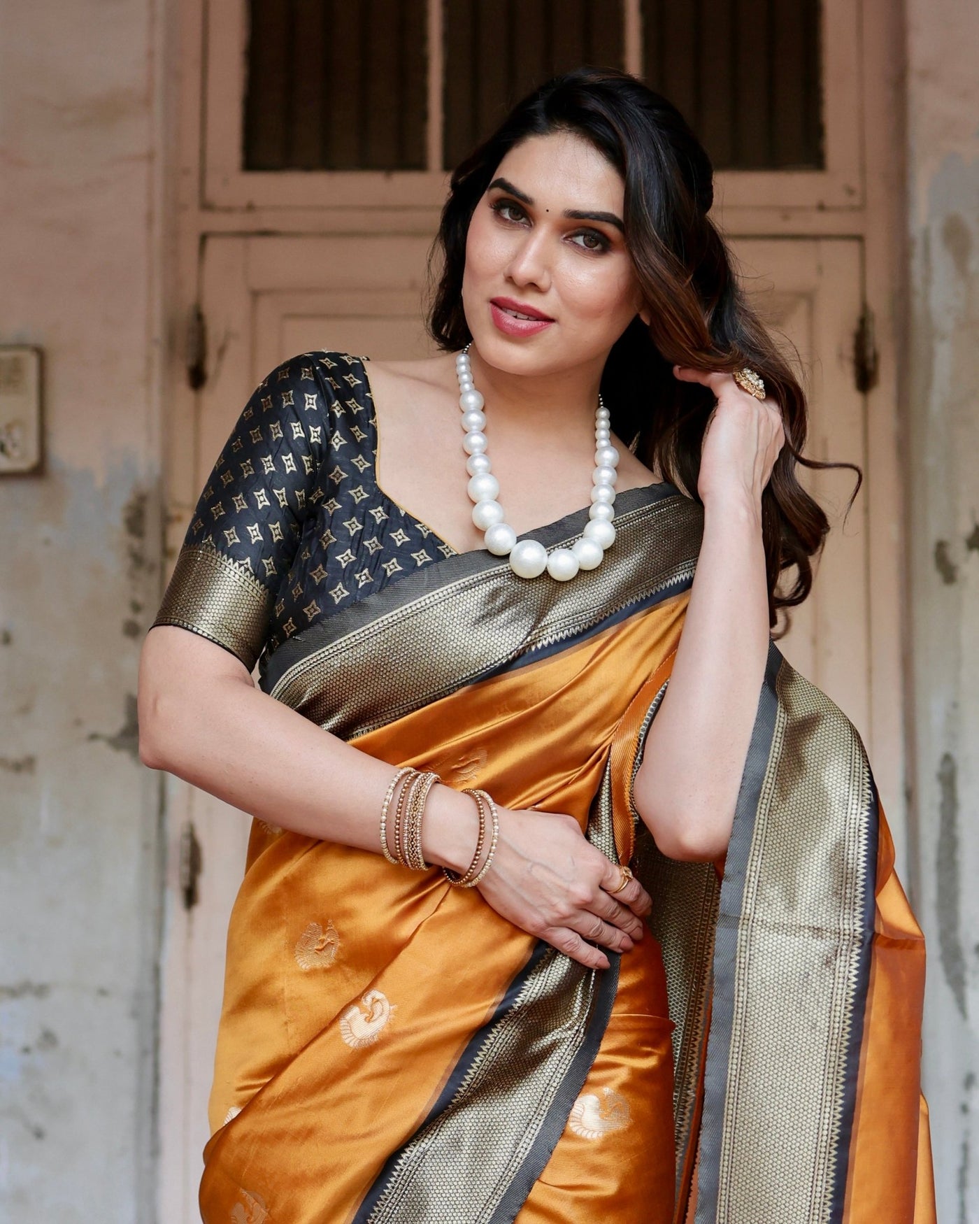 Pure Silk Saree Weaved With Zari Comes With Heavy Banarasi Brocade Blouse - Almaari Fashion