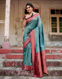 Pure Banarasi Silk Saree Weaved With Zari Comes With Heavy Banarasi Brocade Blouse