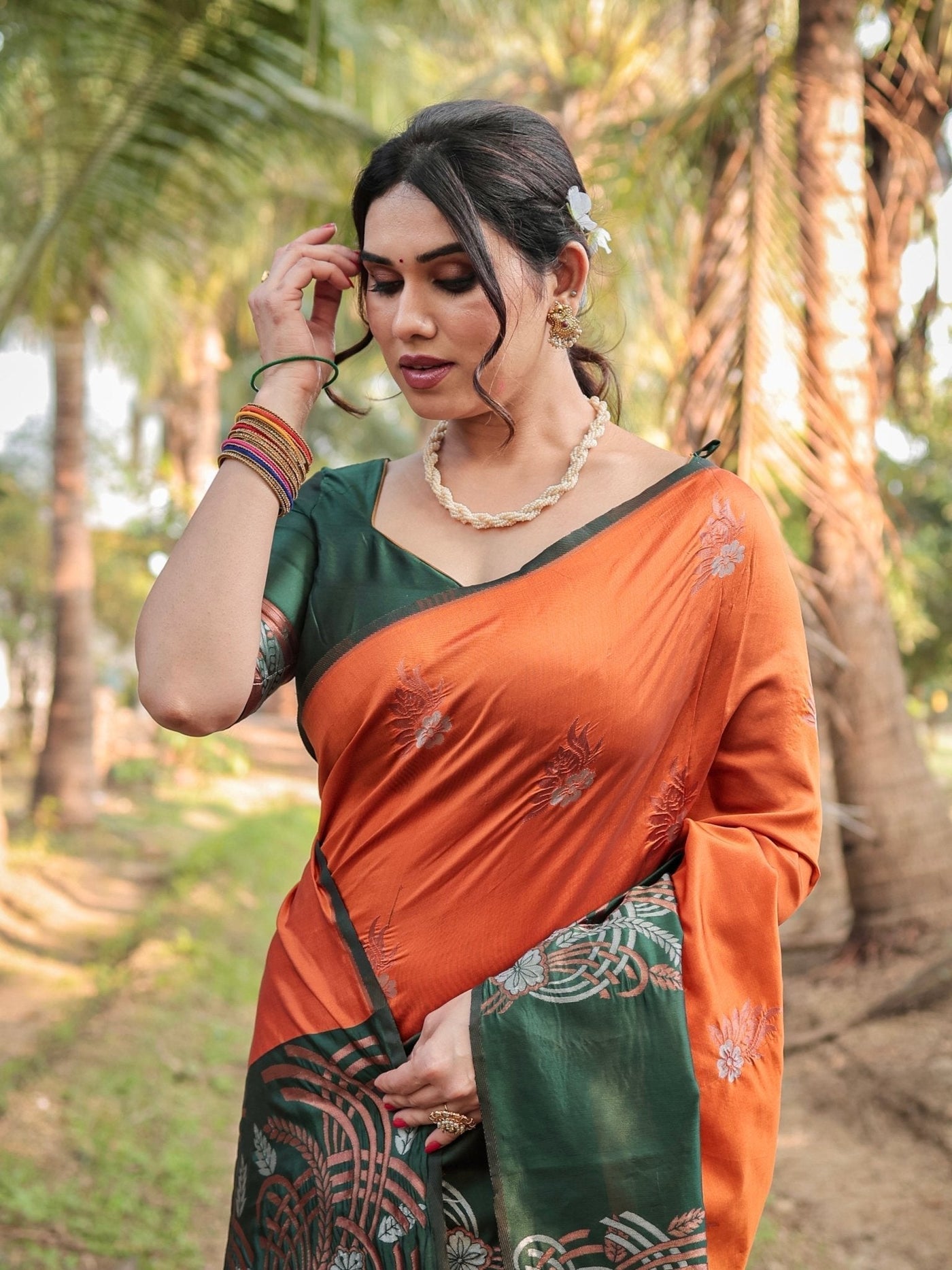 Pure Silk Saree Weaved With Zari Comes With Heavy Banarasi Brocade Blouse - Almaari Fashion