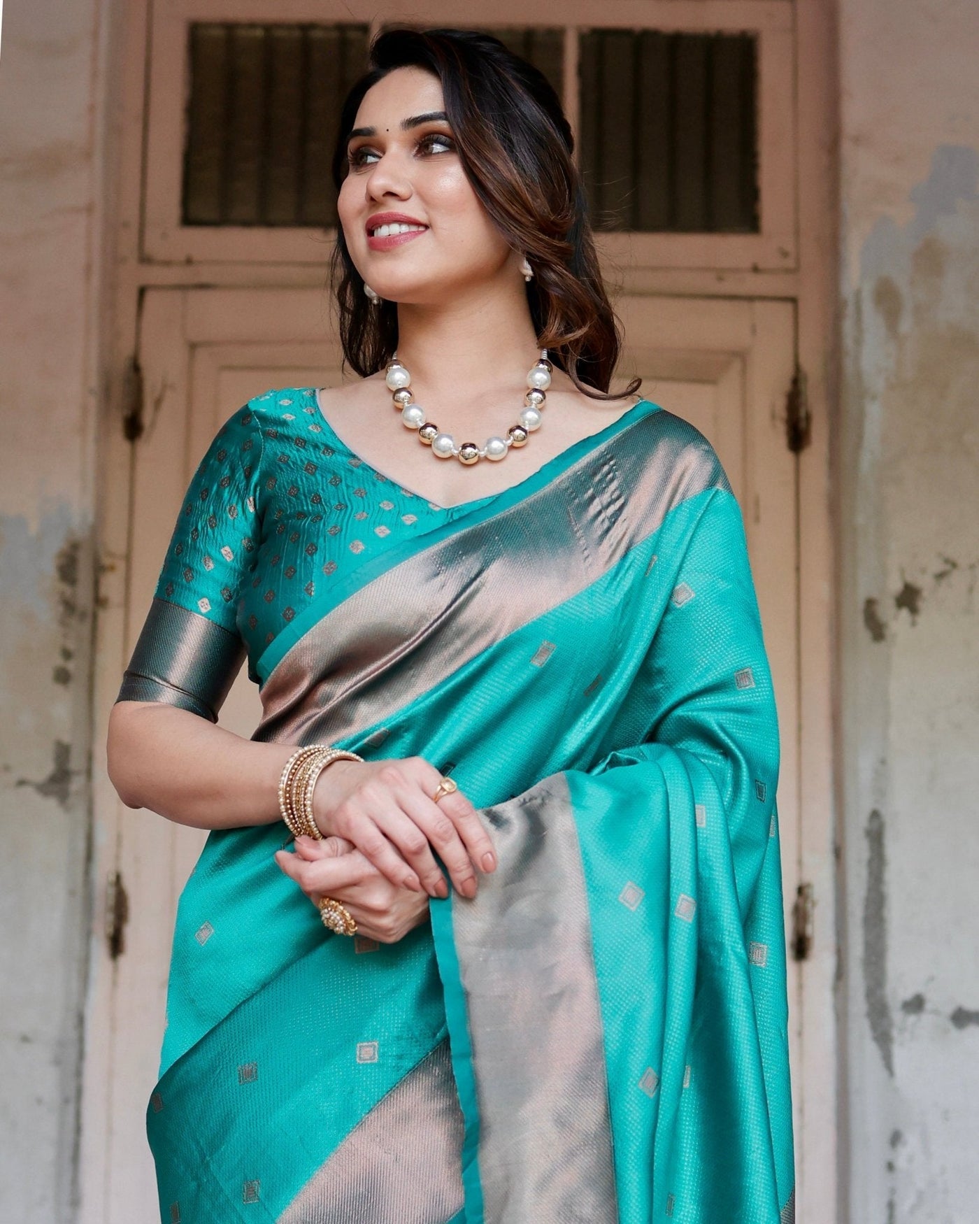 Pure Silk Saree Weaved With Zari Comes With Heavy Banarasi Brocade Blouse - Almaari Fashion