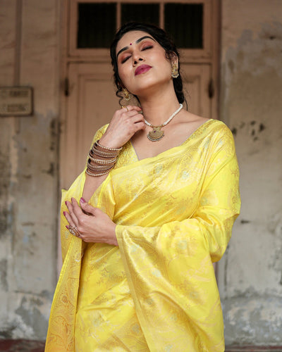 Pure Silk Saree Weaved With Zari Comes With Heavy Banarasi Brocade Blouse - Almaari Fashion