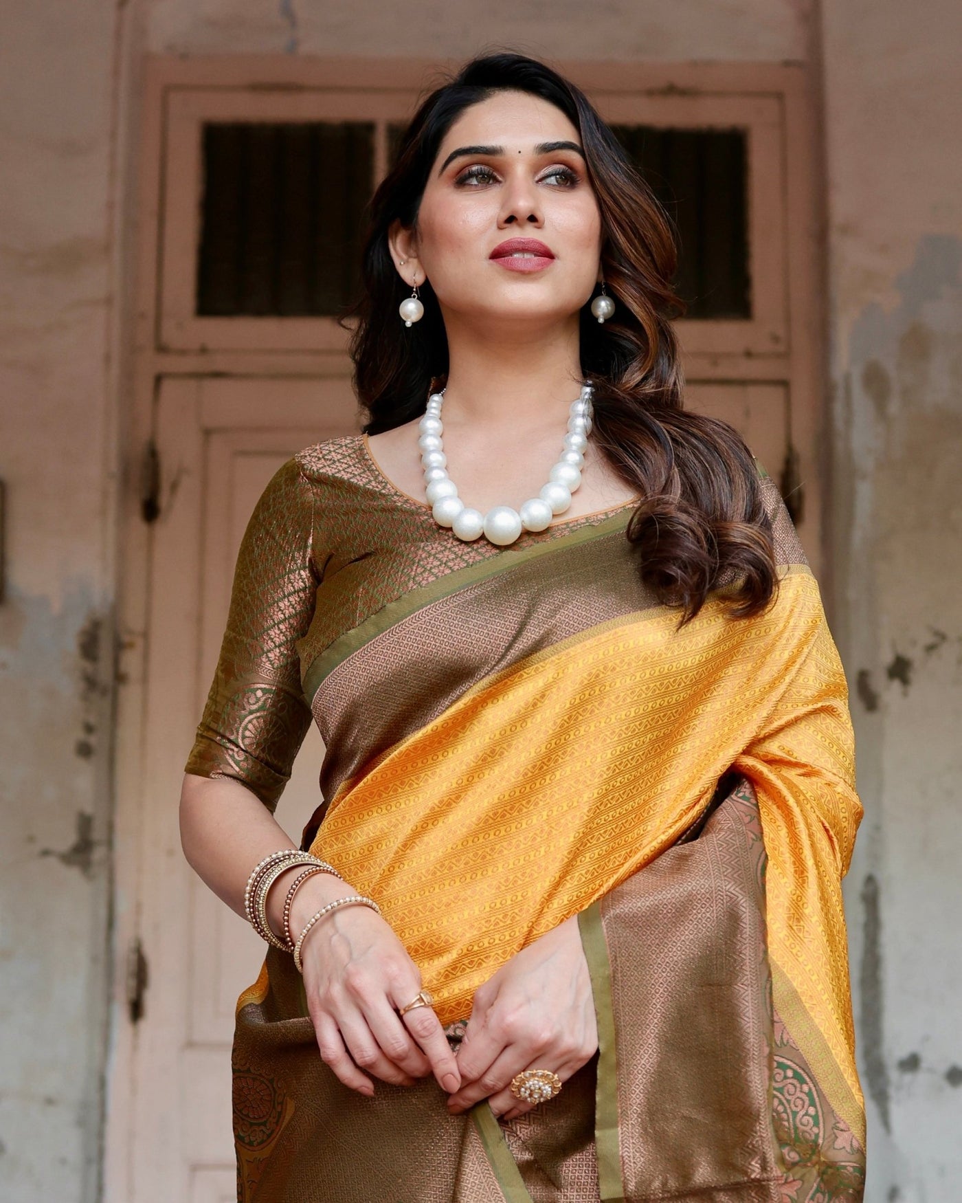 Pure Silk Saree Weaved With Zari Comes With Heavy Banarasi Brocade Blouse - Almaari Fashion