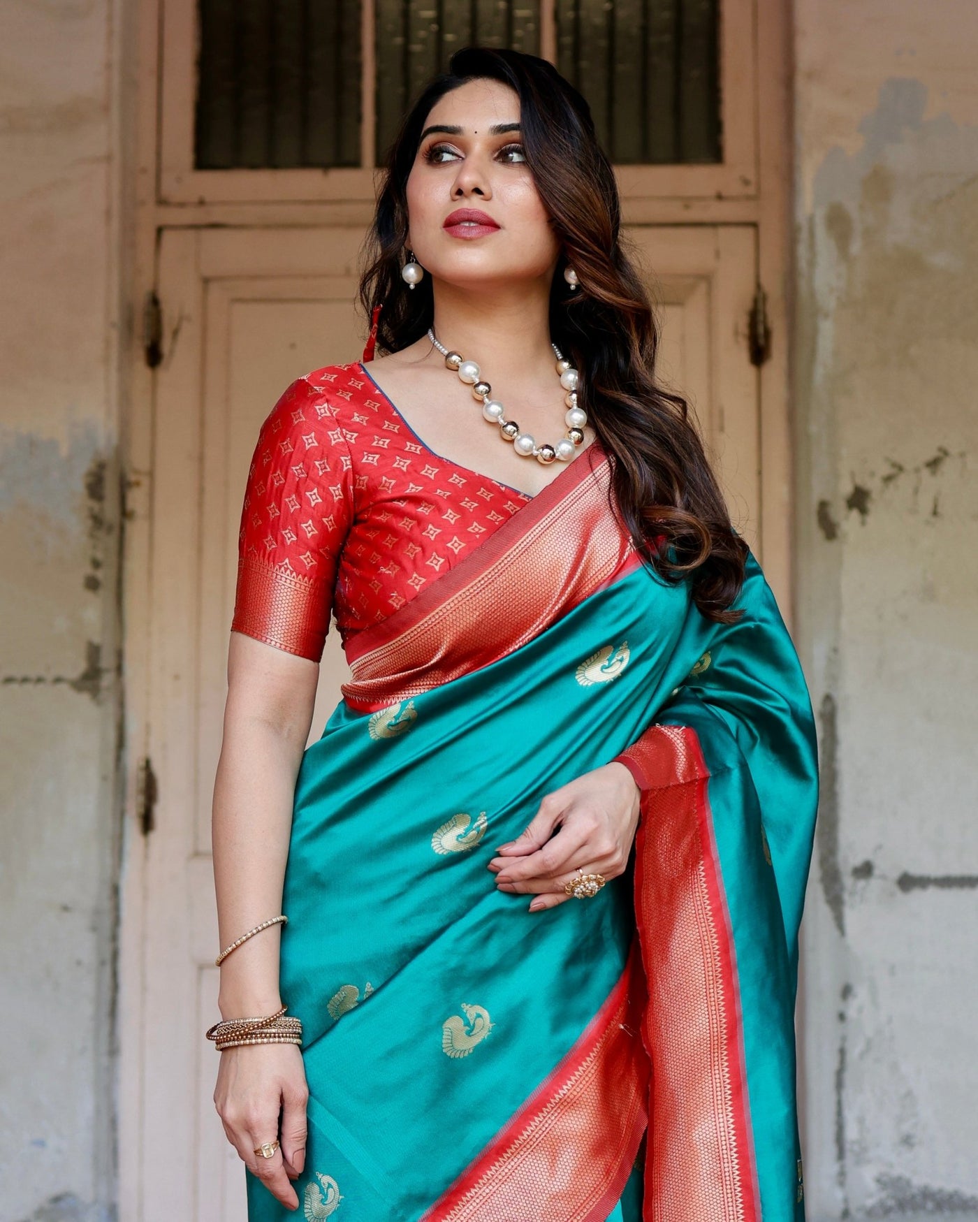 Pure Silk Saree Weaved With Zari Comes With Heavy Banarasi Brocade Blouse - Almaari Fashion