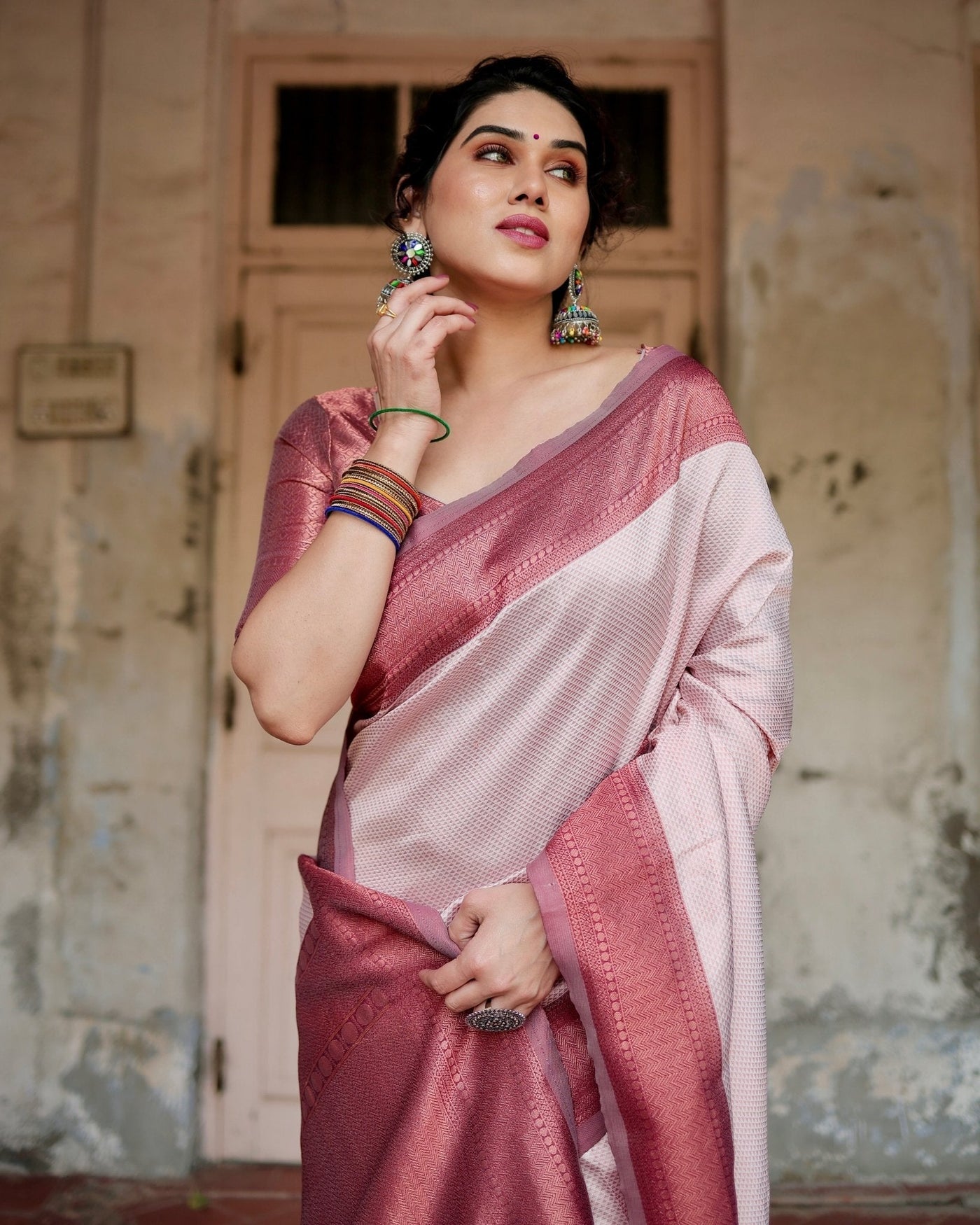 Pure Silk Saree Weaved With Zari Comes With Heavy Banarasi Brocade Blouse - Almaari Fashion