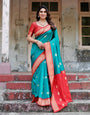 Pure Banarasi Silk Saree Weaved With Zari Comes With Heavy Banarasi Brocade Blouse