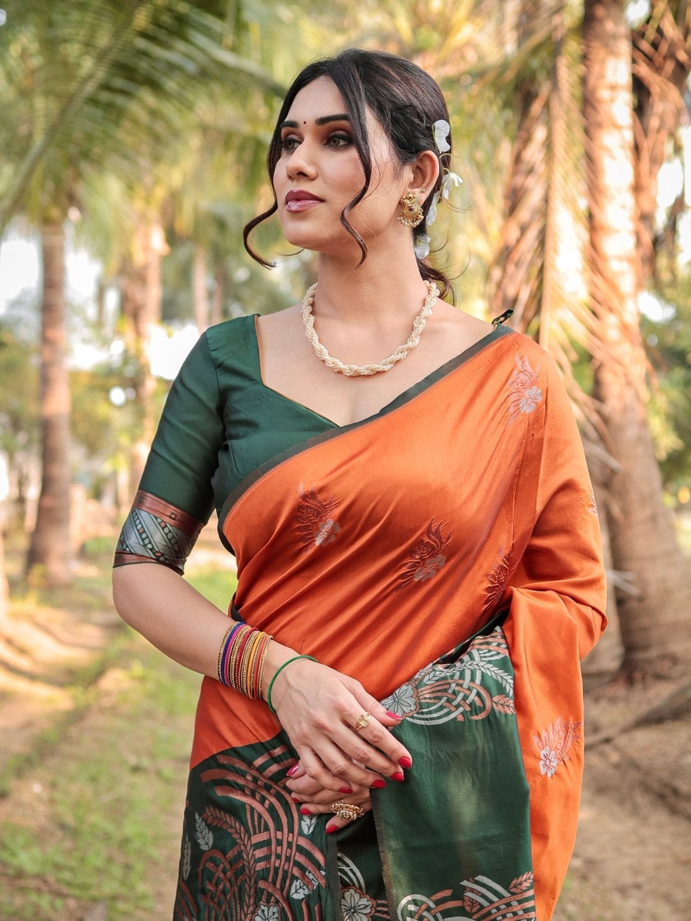 Pure Silk Saree Weaved With Zari Comes With Heavy Banarasi Brocade Blouse - Almaari Fashion