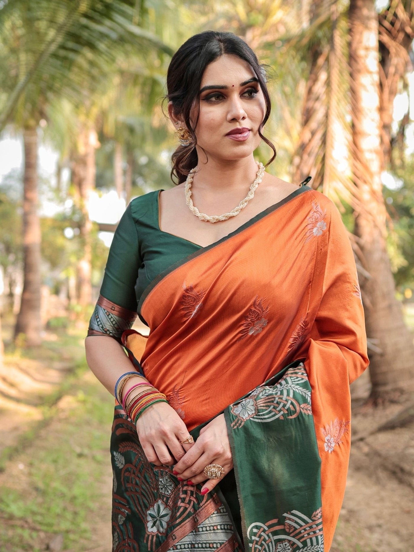 Pure Silk Saree Weaved With Zari Comes With Heavy Banarasi Brocade Blouse - Almaari Fashion