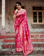 Pure Banarasi Silk Saree Weaved With Zari Comes With Heavy Banarasi Brocade Blouse