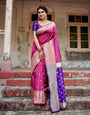 Pure Banarasi Silk Saree Weaved With Zari Comes With Heavy Banarasi Brocade Blouse