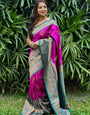 Purple Pure Kanjivaram Silk Saree Stylish Blouse Piece