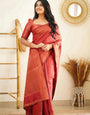 Red Pure Kanjivaram Silk Saree With Lovely Blouse Piece