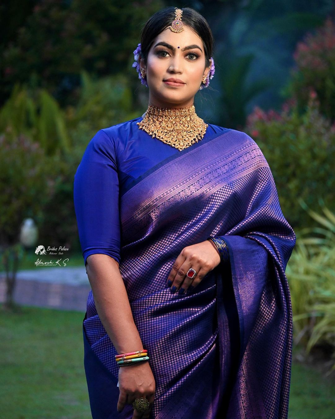 Royal Blue Pure Kanjivaram Silk. - Almaari Fashion