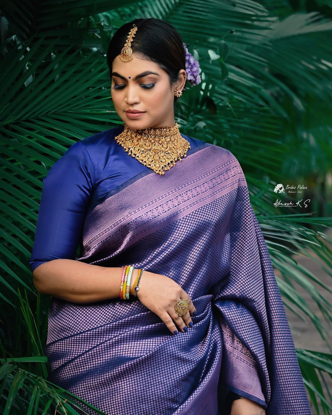 Royal Blue Pure Kanjivaram Silk. - Almaari Fashion