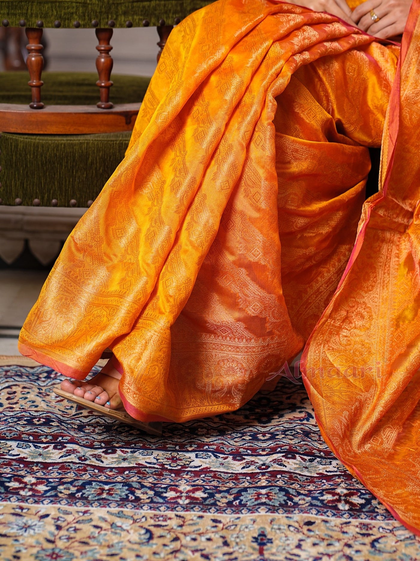 Yellow Color Pure Organza Saree Adorned with Zari Weaving, Complete with Matching Blouse Piece - Almaari Fashion