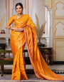 Yellow Color Pure Organza Saree Adorned with Zari Weaving, Complete with Matching Blouse Piece