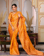 Yellow Color Pure Organza Saree Adorned with Zari Weaving, Complete with Matching Blouse Piece